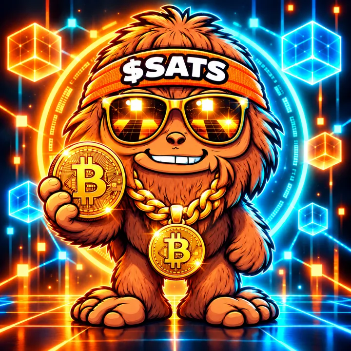 SATSQUATCH rocking mirrored sunglasses and holding a Bitcoin coin